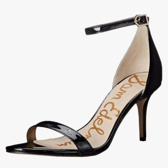 New w/Box Sam Edelman Patti Vegan Patent Leather Ankle Strap Dress Sandals - Picture 8 of 9